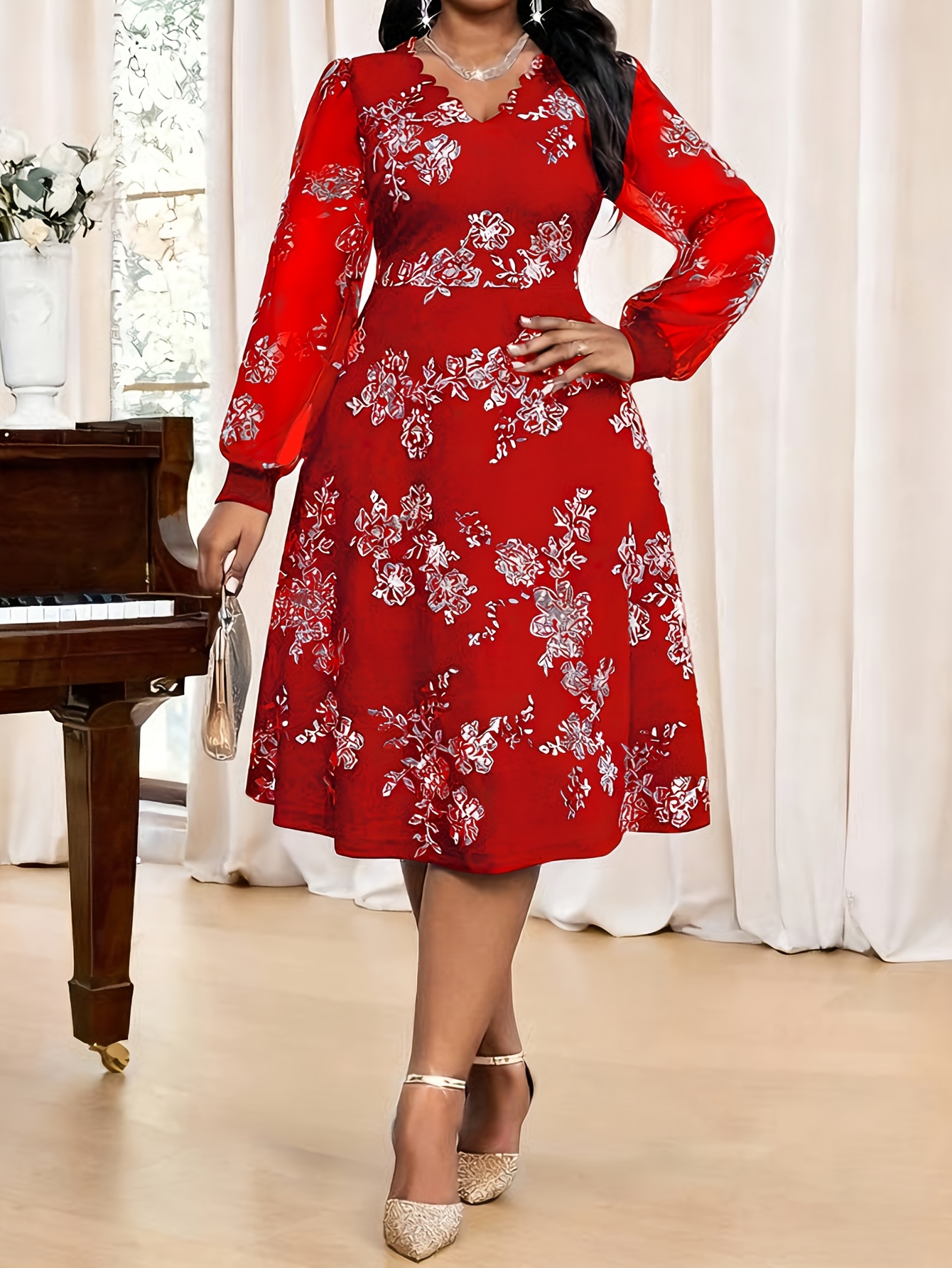 slim fit dress slacks Plus Size Satin Ribbon Waist Glitter Maxi Dress with Short Sleeves