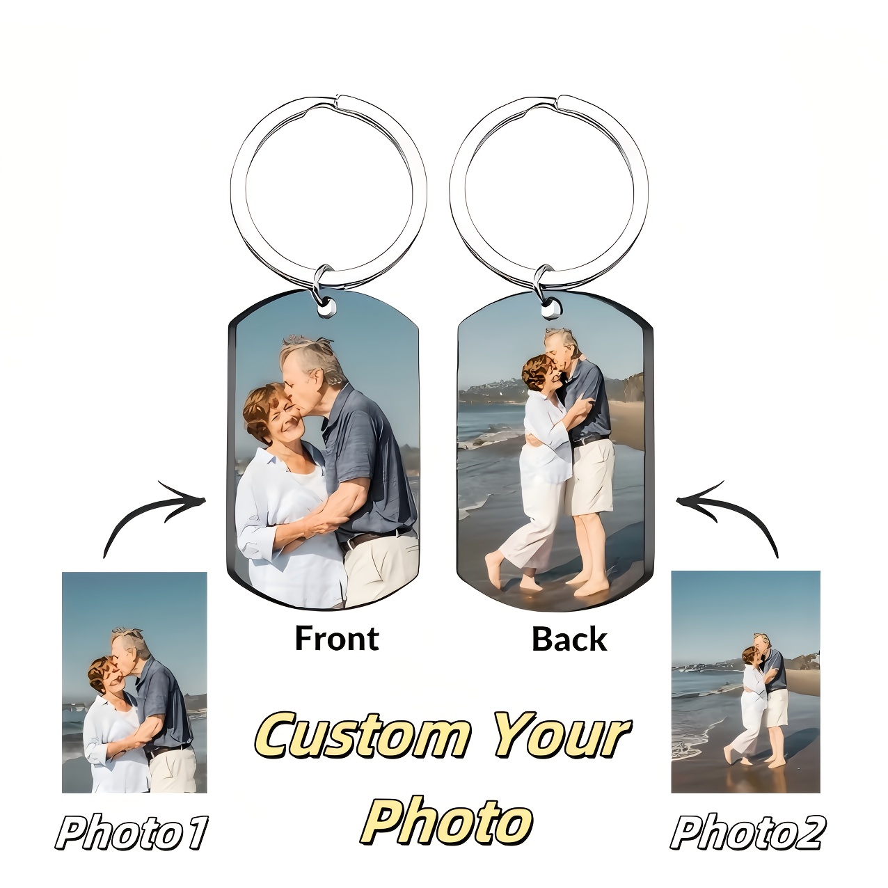 E-shop 2D Flach, 1 Stück Personalisierter Doppelseitiger Foto-Schlüsselanhänger, Einzigartiges Bildanhänger-Andenken für Feiern Geschenke an Liebste;