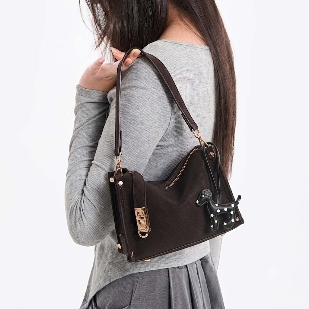 Retro Cowhide Texture Crossbody Bag For Women Casual Tote Bag_voghion.com