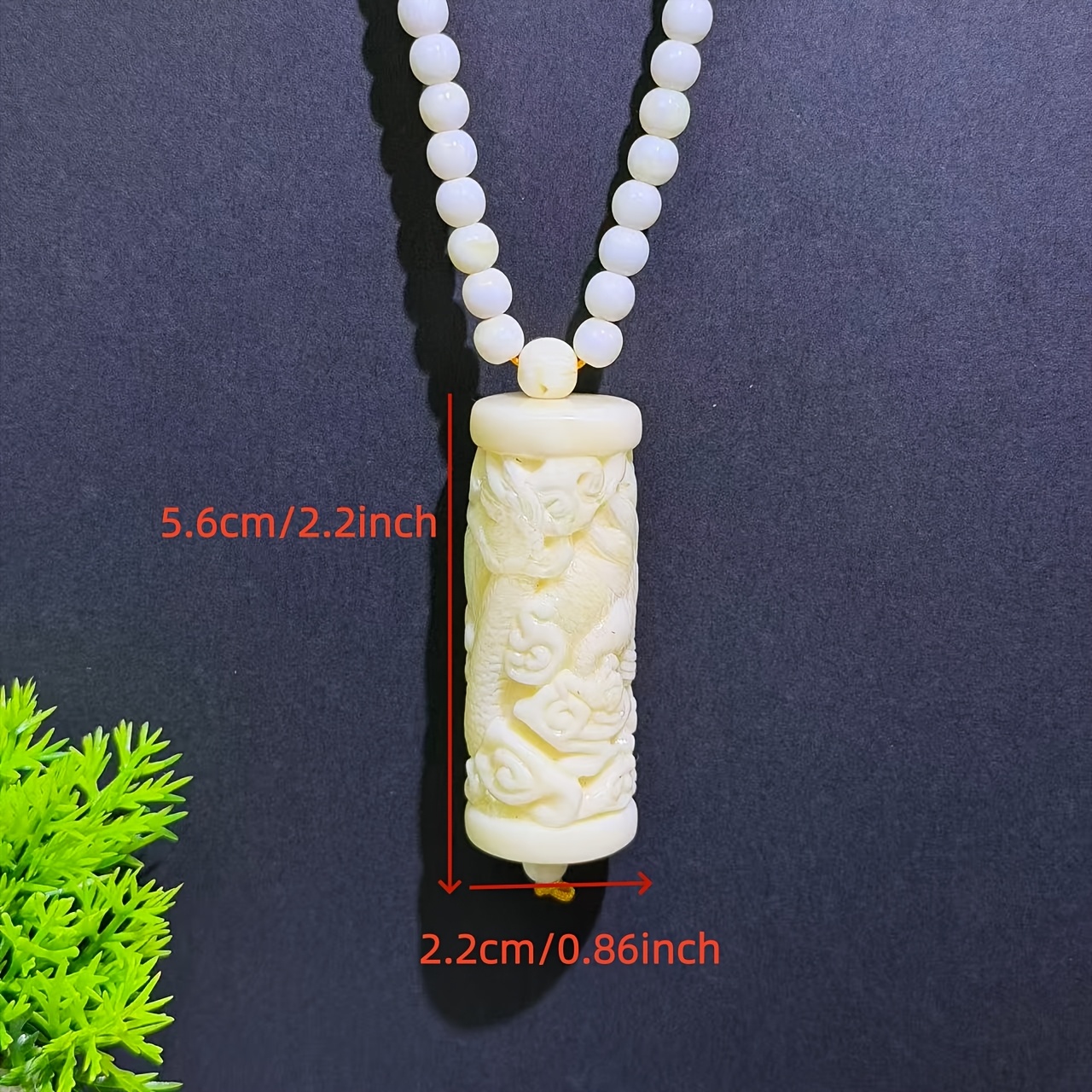 Natural Amber Dragon Pillar Pendant Necklace, Unisex