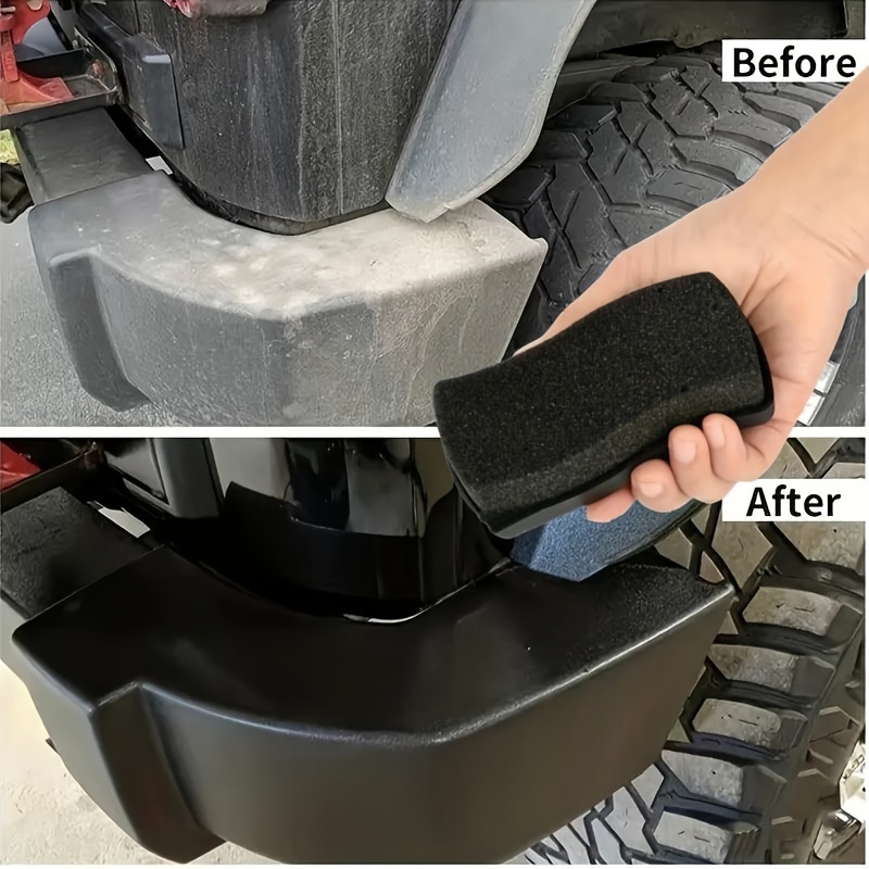 Car Wax Repair Pad - Black Gloss Coating, Tire Shine & Polishing, Single Maintenance Pad for Enhanced Thickness, Plastic Renewal Anti-Aging Tool, Auto Detailing Pad | Ergonomic Grip Design | Plastic Surface Treatment