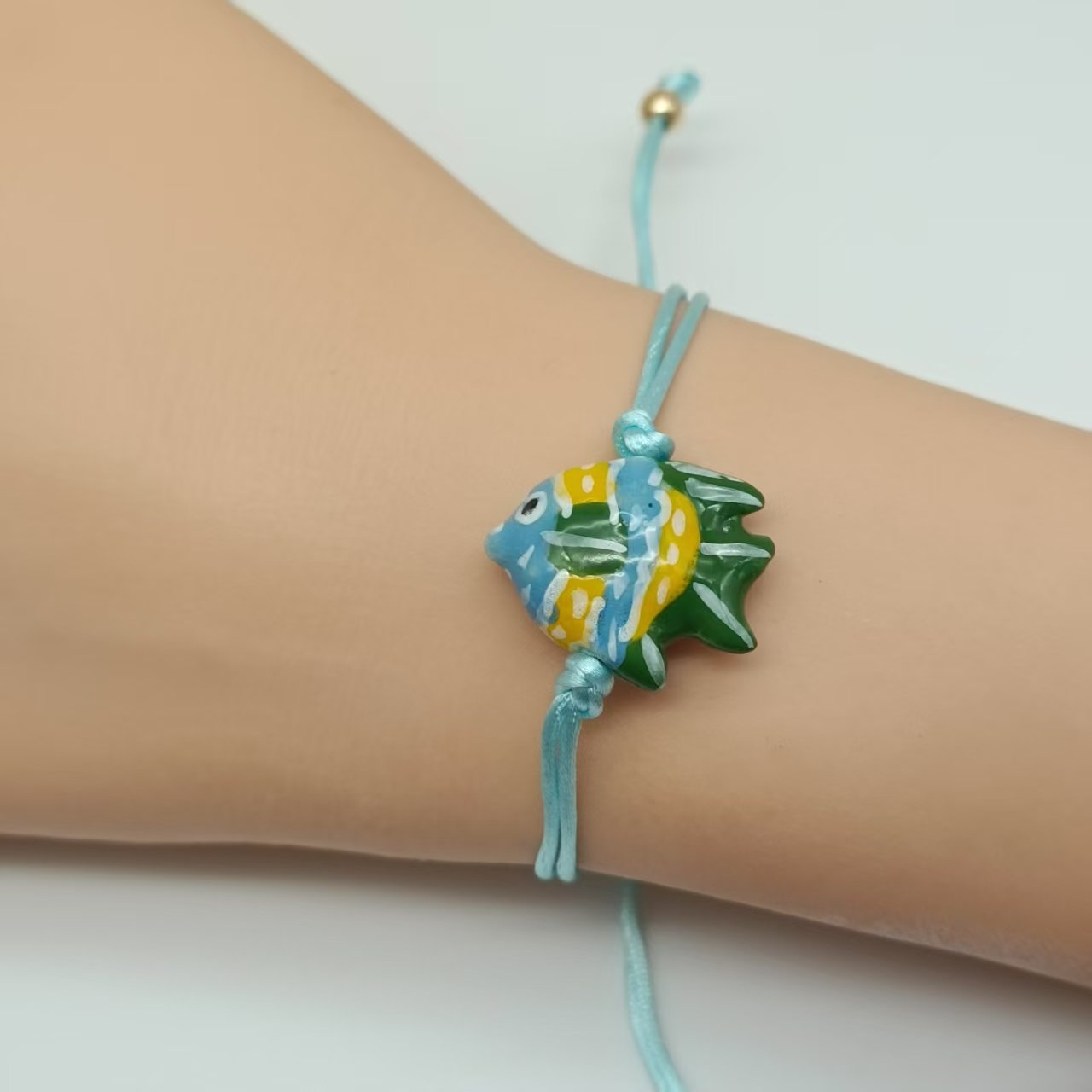 Colorful Ceramic Starfish Charm Bracelet with Orange and Pink Beads