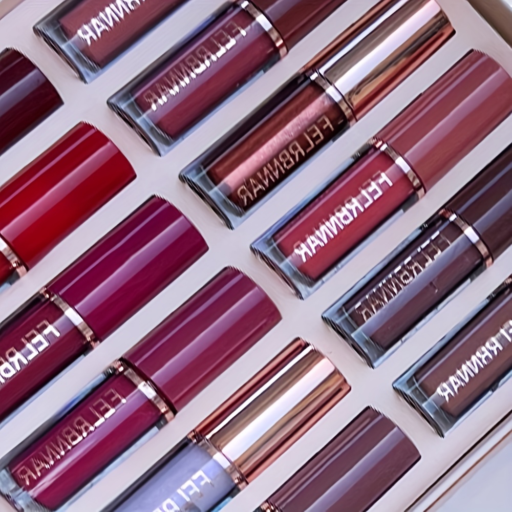 12pcs Velvet Matte Liquid Lipstick Set, Waterproof Long Lasting Quick-drying Non-Stick Cup Nude Lip Stain Kit, Up to 24H Wear, Lip Makeup Gift Kit for Women