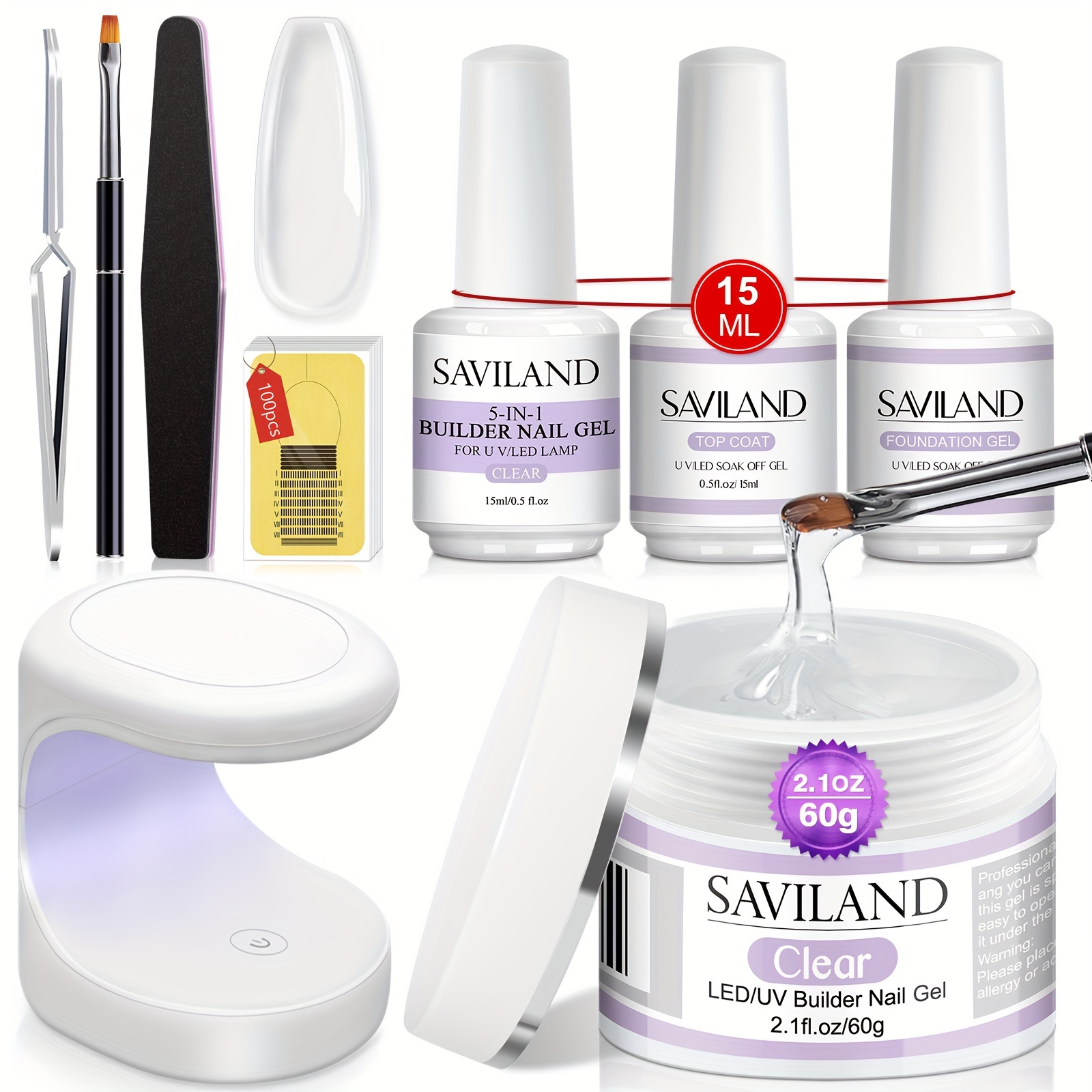 

Saviland Builder Nail Gel For Nails Kit: Long-lasting Hard Gel For Nails Extension Gel Builder For Nails Clear Hard Gel For Nail Strengthen Building Gel Nail Repair Builders Gel Sarter For Home Diy