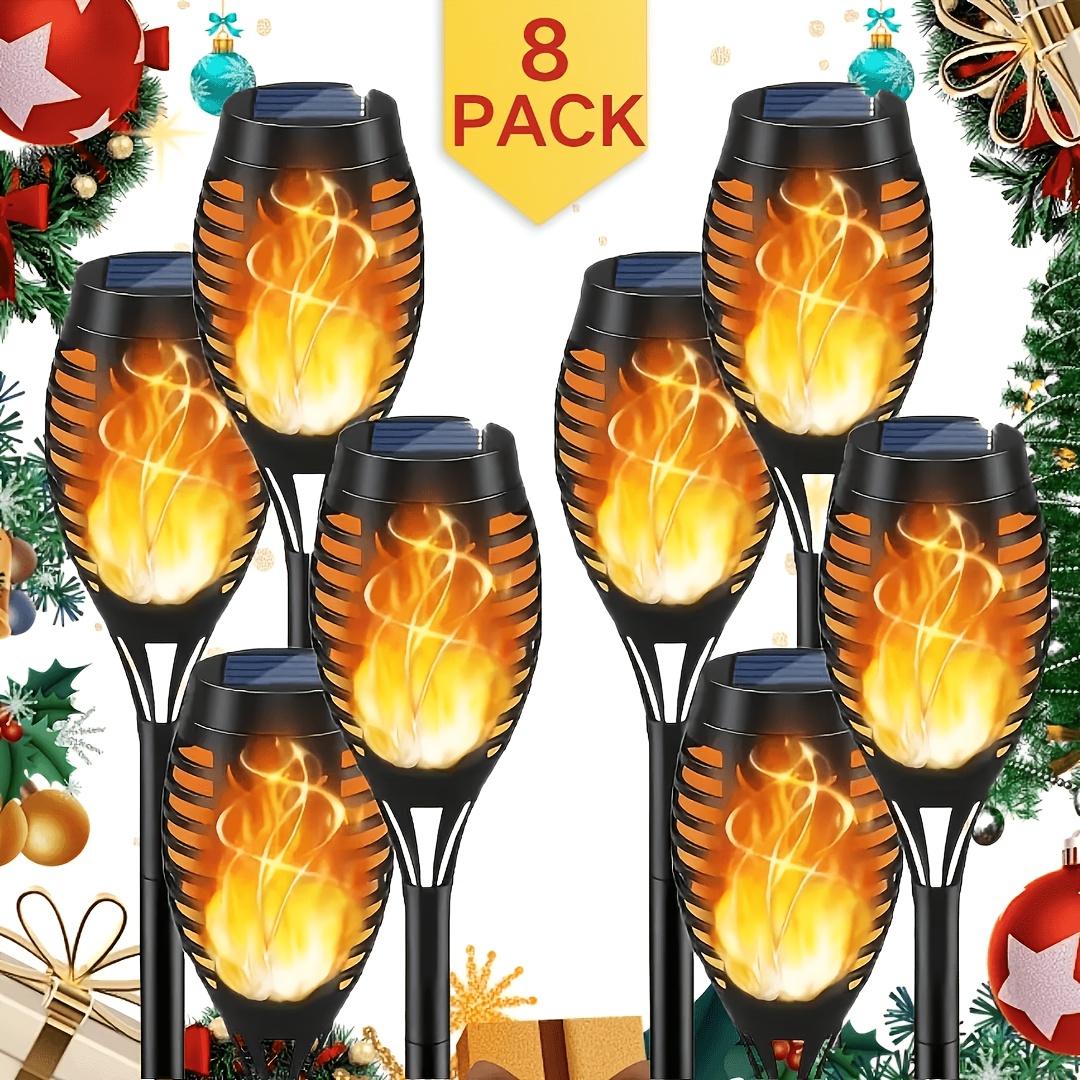 4 to 20pcs Outdoor Solar Torch Lights Warm LED Flame Effect for Yard Garden Decor IP55
