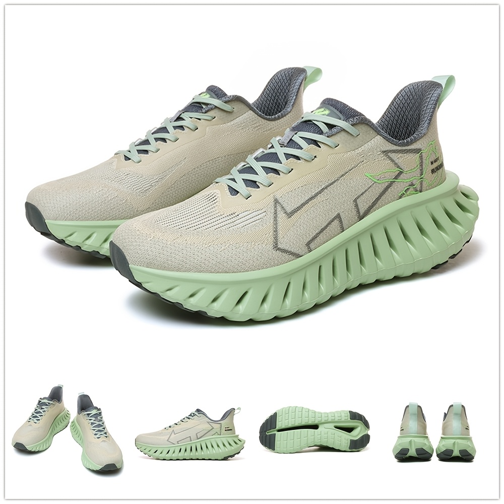 Men'S Technology Carbon Board Running Shoes | Breathable Athletic Sneakers with Cushioned Shock Absorbing EVA Chunky Sole, Casual Sporty Look, Slip-resistant Wear-resistant All-Terrain Grip for Gym, Jogging, Marathon - Running & Work Out Training Sh