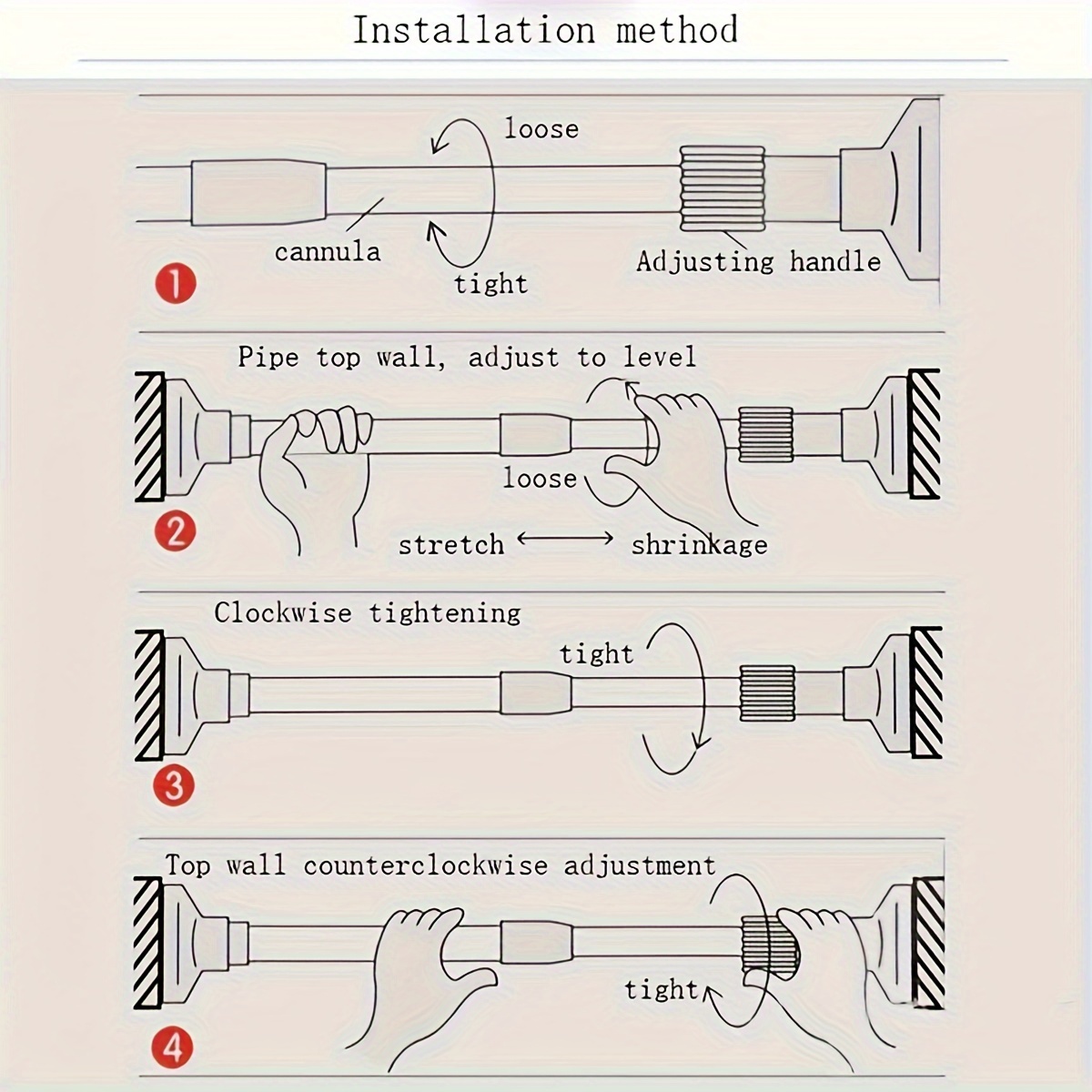 Multifunctional No-Drill Shower Rod, Easy Installation