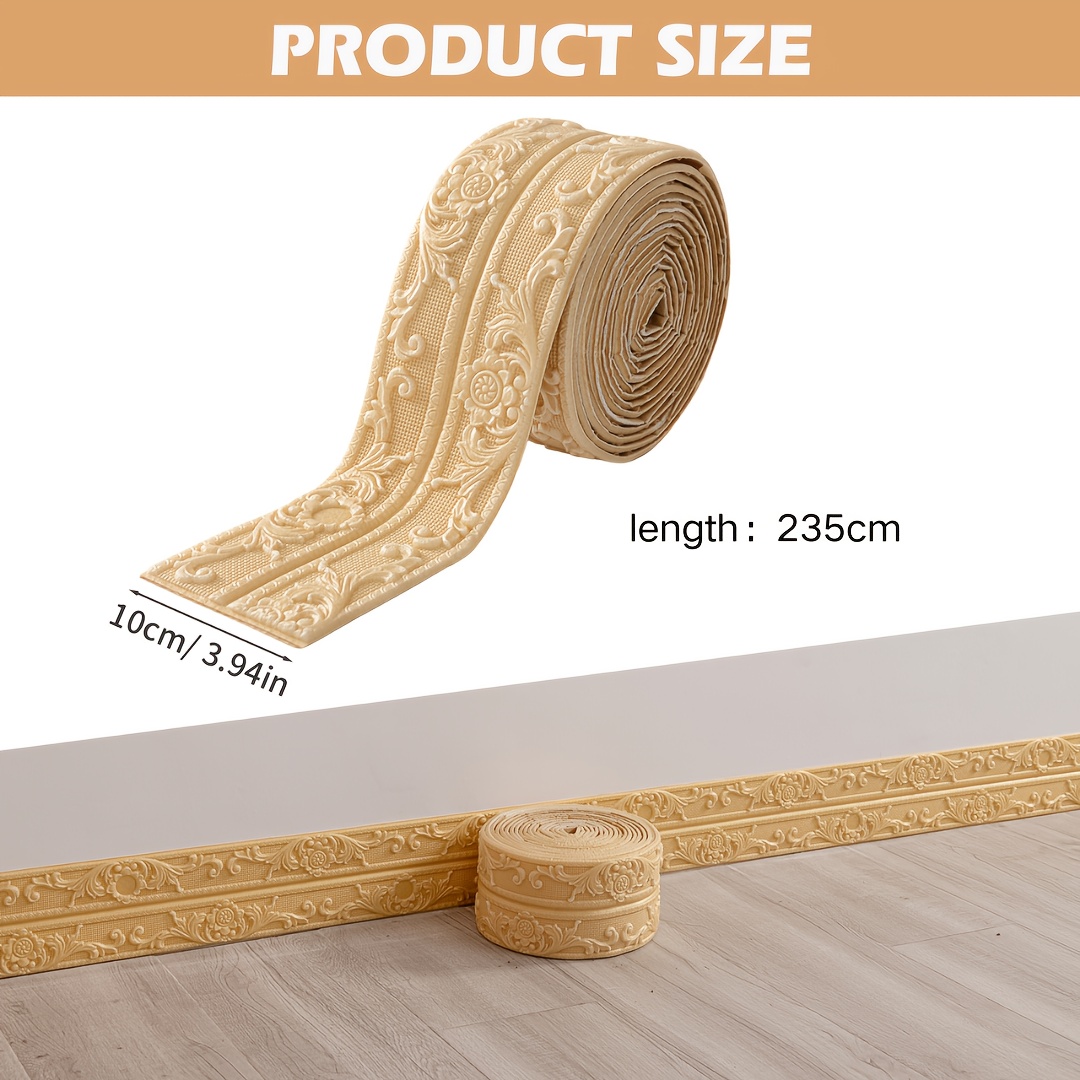 TEMU 3d Skirting Line Waist Line Wallpaper Decorative Strip | Self-adhesive, Stick And Use, Cut To Length, Home Wall Decoration