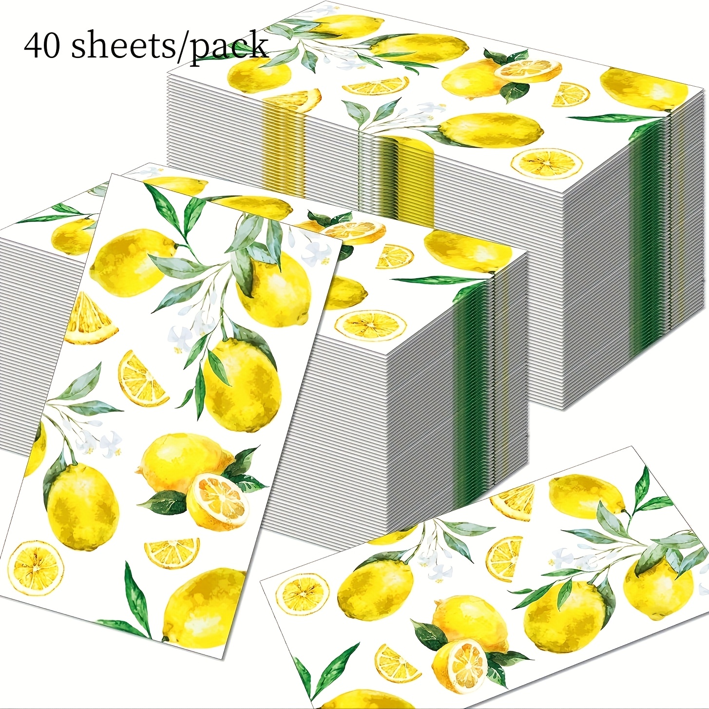 TEMU 1 Pack (40 Sheets) Lemon Towels & Napkins Suitable For Bathing, Weddings, Parties - 2-ply Disposable Paper Napkin Blowers With Lemon Flavor, For