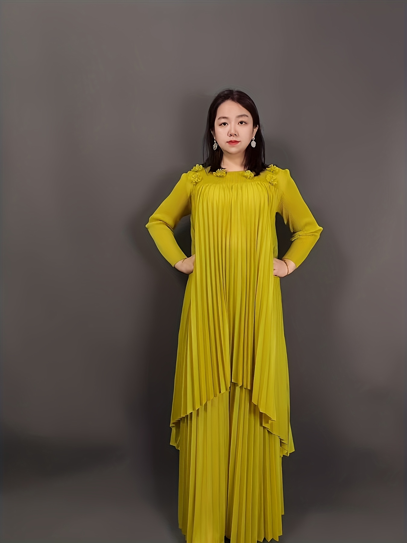 pleated dress malaysia [Ready SG Stock Size] New Designer Pleated Midi Dress with belt & Linings  [Indian Dresses]