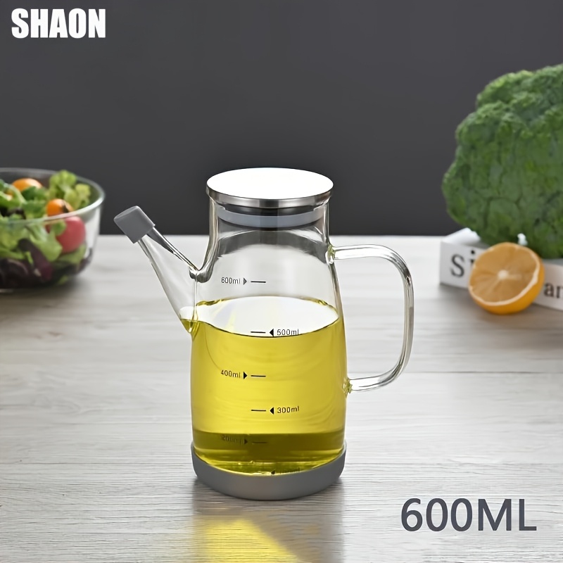 TEMU Shaon 1pc Glass Oil Bottle With Measurement , Soy Sauce Dispenser, Olive Oil, Vinegar, Soy Sauce, Oil, Kitchen Essential, Kitchen Cooking Tool