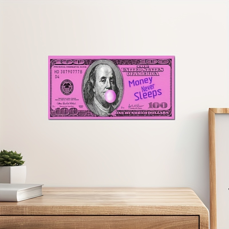 Picture On Canvas Creative Pink Dollar Money Never Sleeps Prints