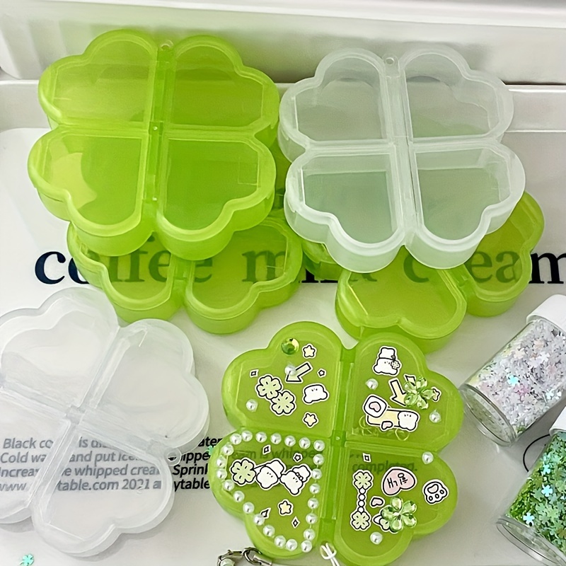 

Clover-shaped 4-grid Desktop Sticker And Stationery Organizer Box Diy Craft Small Items Storage Box You Portable Divided Small Medicine Box