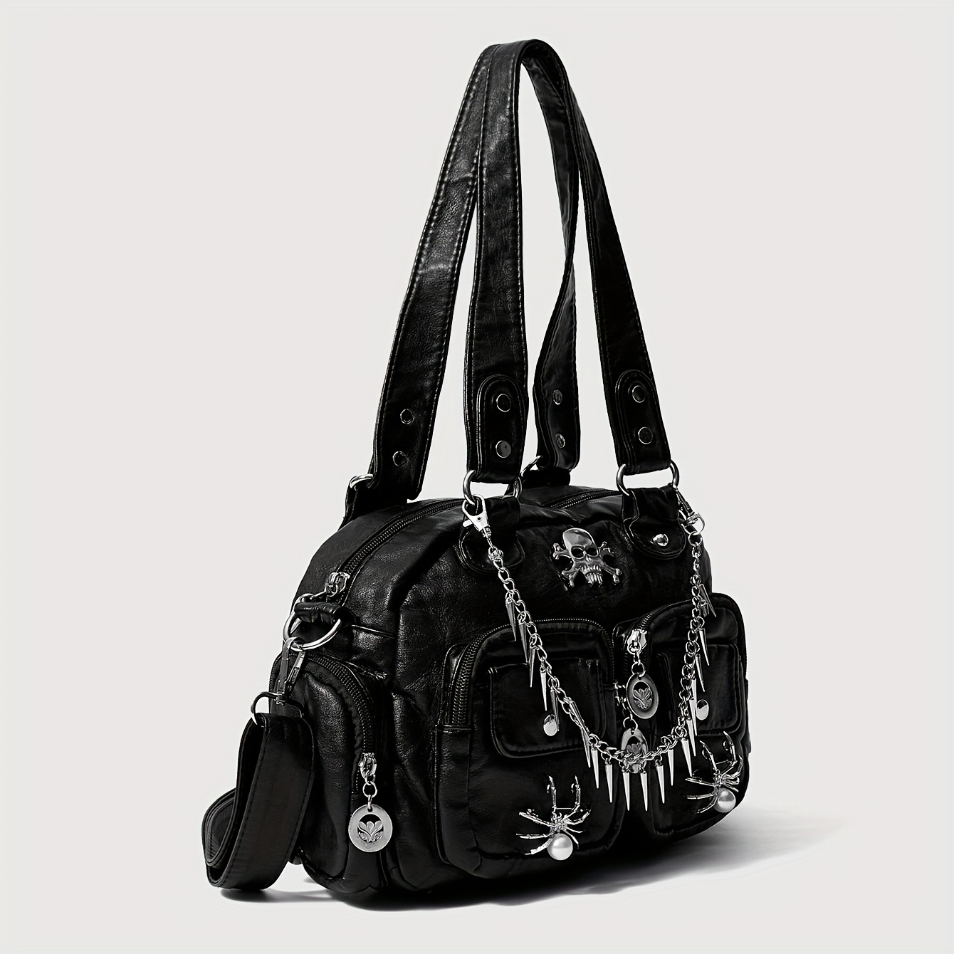 Gothic Make-up-Tasche 'Diese Tasche Enthält Mein Gesicht' - 19,1 X 25,4 Cm, Leinenstoff, Metall-Reißverschluss