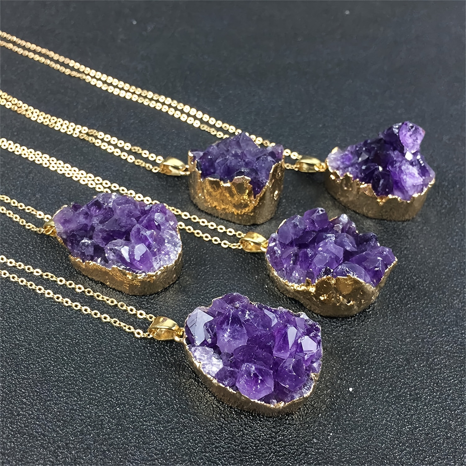 luxurious 18k gold plated amethyst crystal pendant necklace sexy elegant     charm   banquets and vacation ideal gift for parties and celebrations 1pc details 0