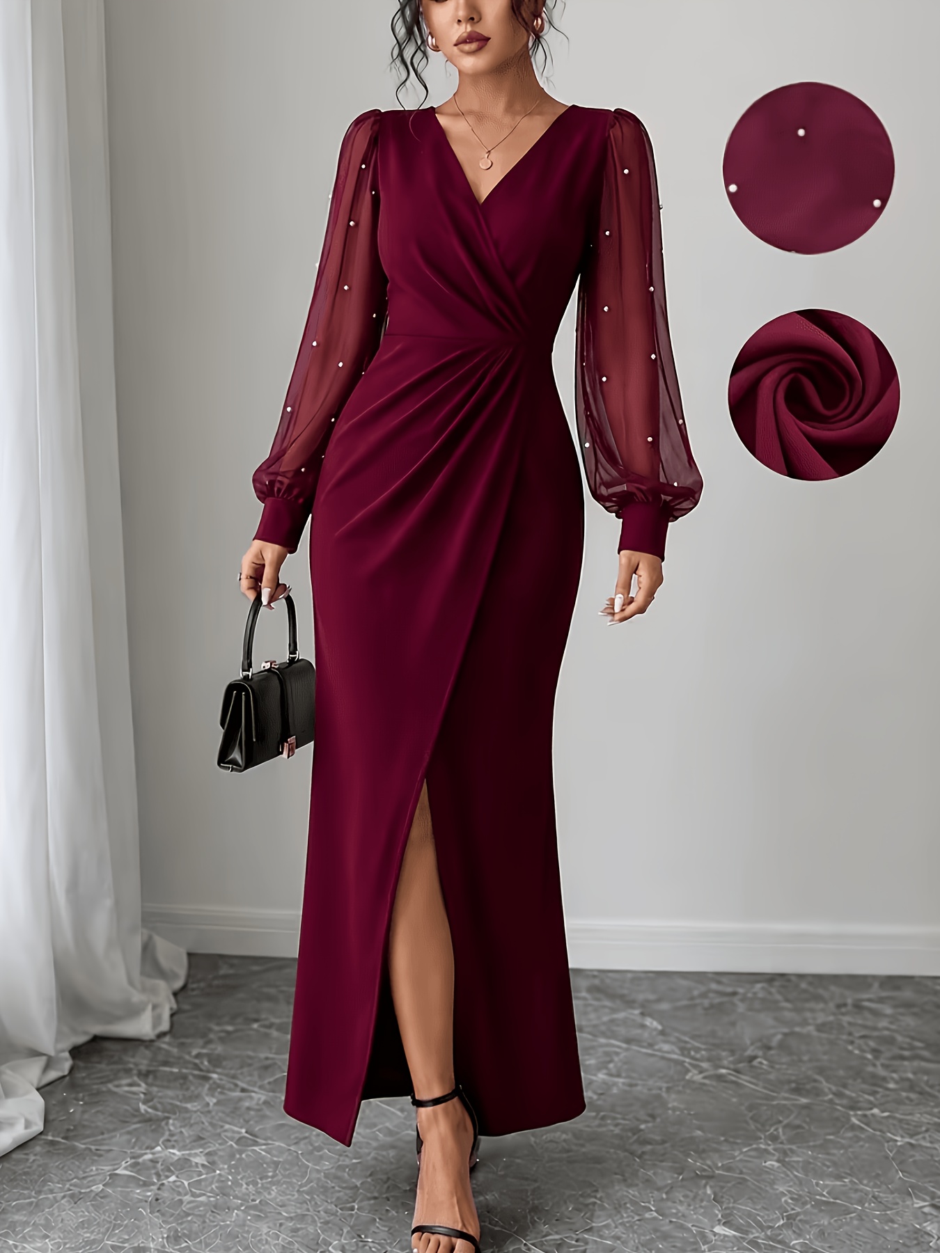 temu burgundy dress Plus Size BF2022 Father Daughter Dance Dresses Color:Picture color-Peach