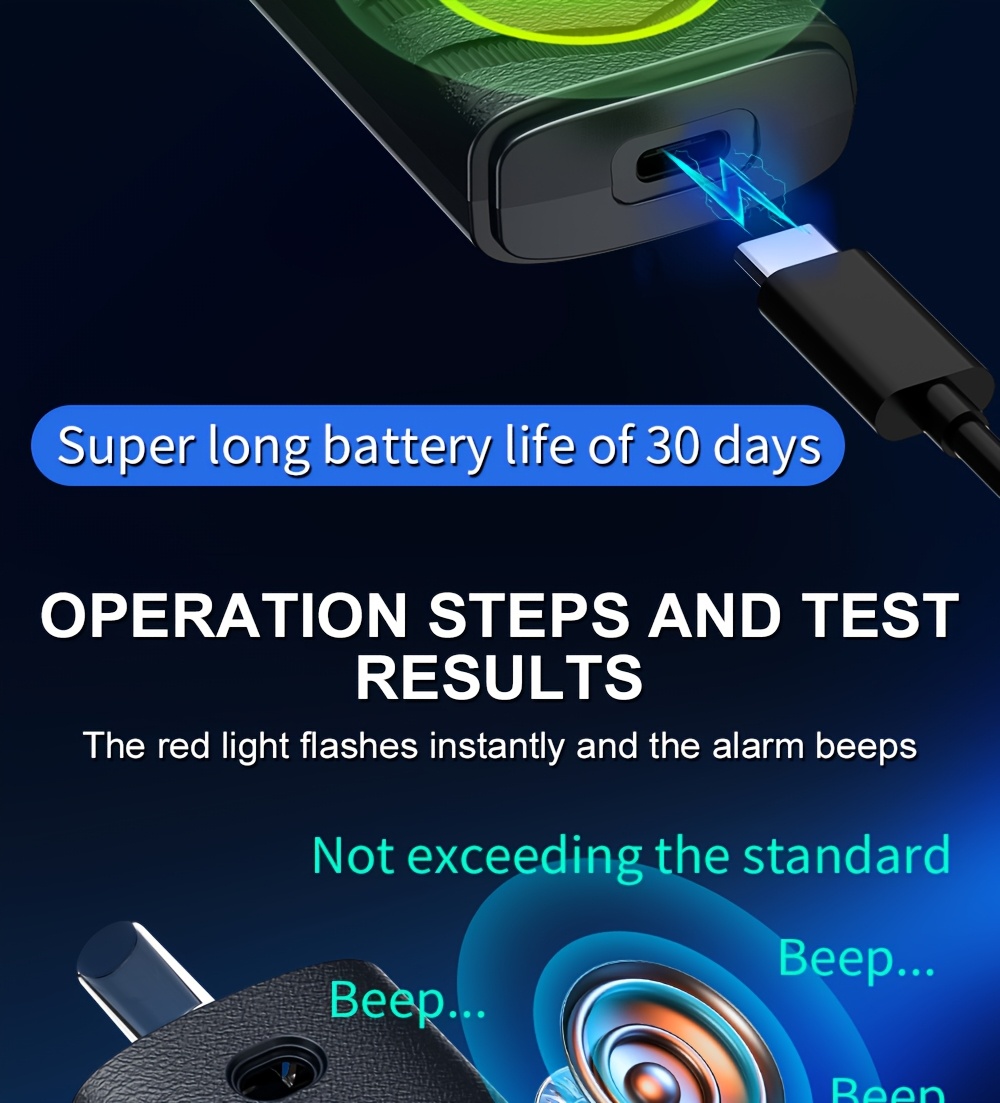 Digital Automatic Alcohol Tester, Professional Breath Alcohol Detector, Rechargeable Breath Alcohol Measuring Device, Alcohol Measurement Tool with LCD Display, Accurate And Sensitive, Continuous Monitoring