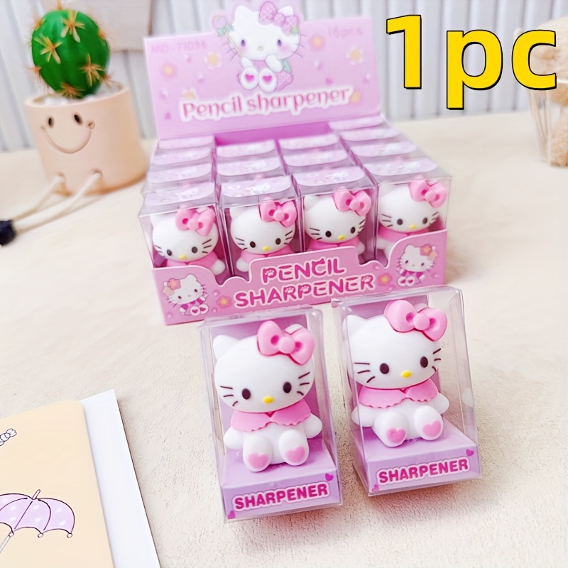 TEMU 1pc Cute Pencil Sharpeners - For Hello Kitty, For Kuromi, Melody & For Cinnamoroll Designs, Colorful Plastic Stationery For Office & School,