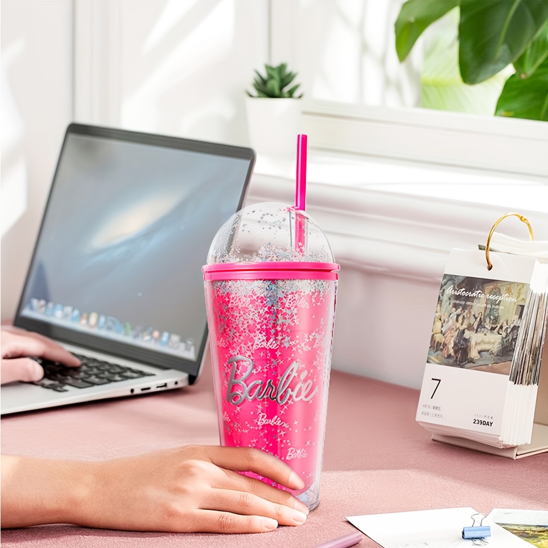 

Miniso Barbie Series 600ml Double Layer Insulated Straw Mug - Pink Glitter Design, Outdoor Activities, Women’s Day, Valentine’s Day, Thanksgiving, New Year, , Gift For Her | Design | Glitter