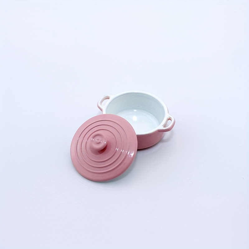 Image of 1pc Miniature Colorful Soup Pot Cookware Model Ornament, Mini Metal Decorative Item, Indoor Decoration, Non-touch Food