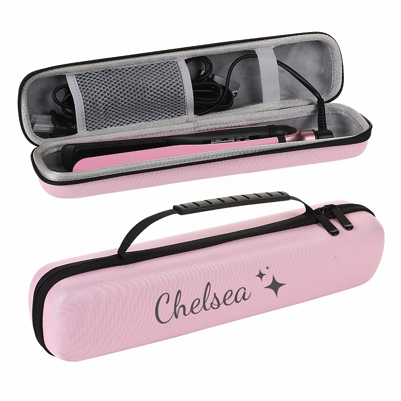 TEMU Custom Portable Straightener/curling Iron/styling Tool Travel Storage Case - Laser Engraved With A Personalized Name, Features A Mesh Pocket And
