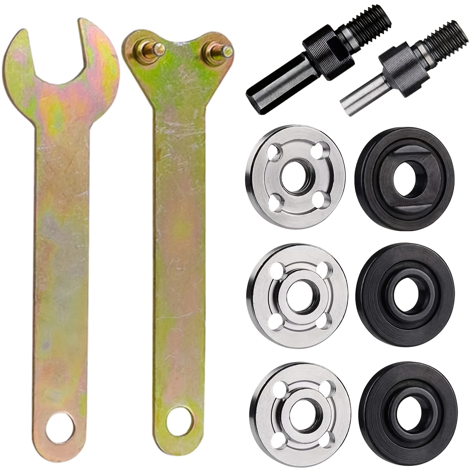 

1pc Metal Drill Angle Grinder Adapter Kit, 6mm & 10mm Drill With 3 Sets Replacement Flange Nuts, Manual Wrench Conversion Tool, No Electricity Or Battery Required