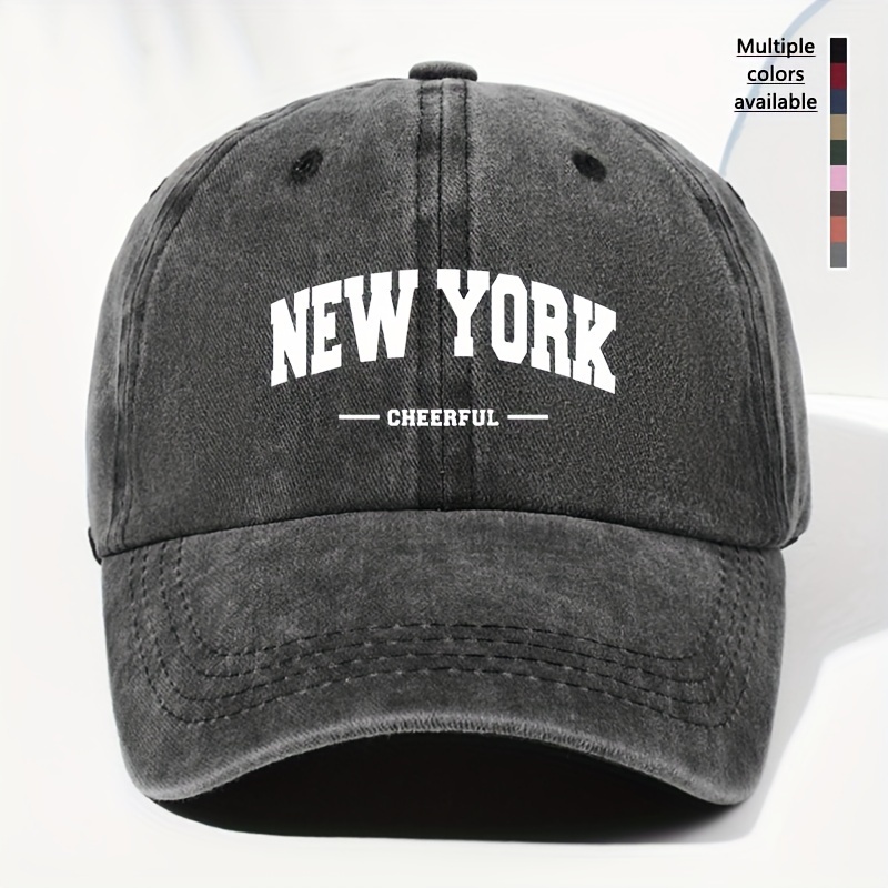 

Unisex Vintage Washed Distressed Baseball Cap, "new York" Print, Adjustable Size Dad Hat For Outdoor Sports
