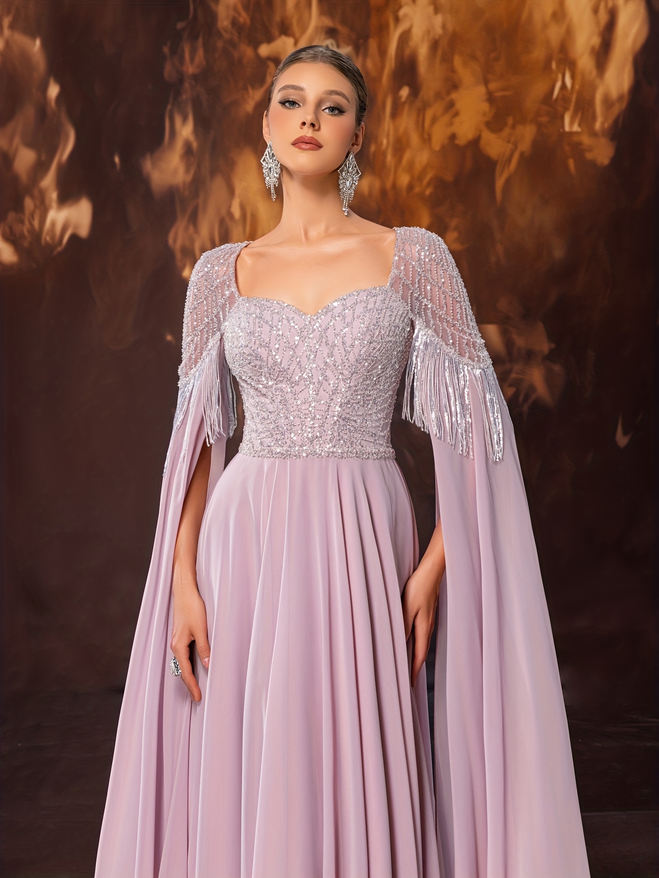 womens elegant sparkling beaded chiffon evening gown a line - Temu Mauritius