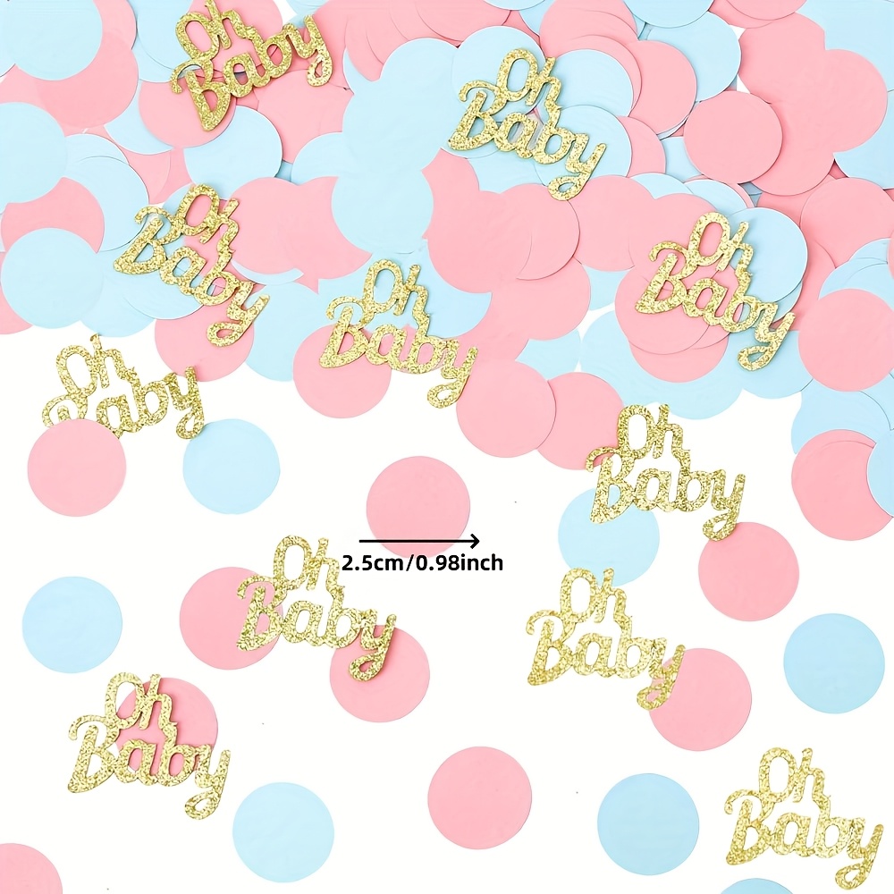 Oh Shower Gender Reveal Confetti - 100pcs Blue Round Table Confetti For Shower Party Decorations