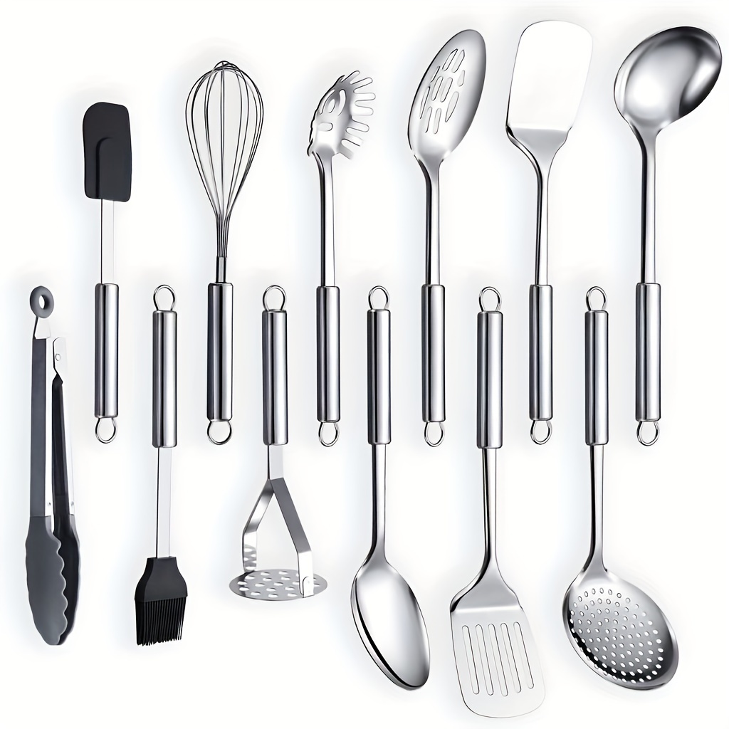 

Kitchen Utensils Set, 12 Pieces Stainless Steel Cookware Set, Cooking Set, Kitchen Utensil Cookware With Hanging Hook, Cooking Spoon Set, Kitchen Gadgets Dishwasher Safe