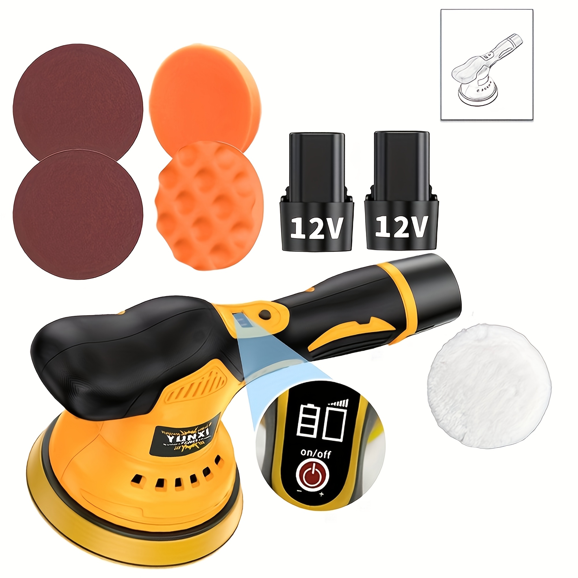 TEMU 2026 New Cordless Car Polisher, Electric Cordless Polishing Tool, Car Polisher Unisex Car Polisher, Home Car Polishing Kit, Suitable For Surface