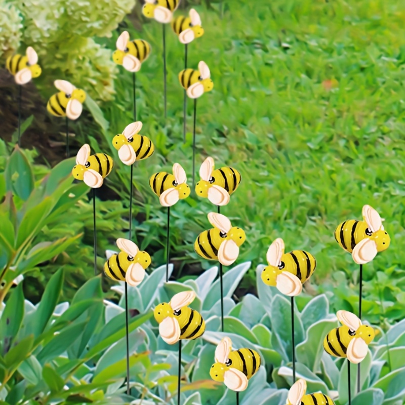 Image of 10pcs Outdoor Garden Decorative Stakes, Yard Artificial Small Insects, Bee Lawn Stake Inserts