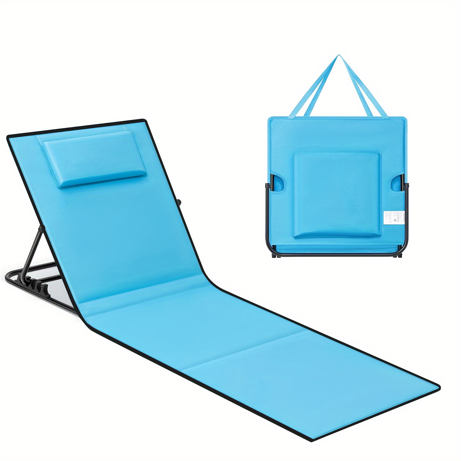

Ultra-comfort Folding Beach Chair With Reclining Backrest - Lightweight, Portable & Durable Steel Frame For Pool, Garden, Camping