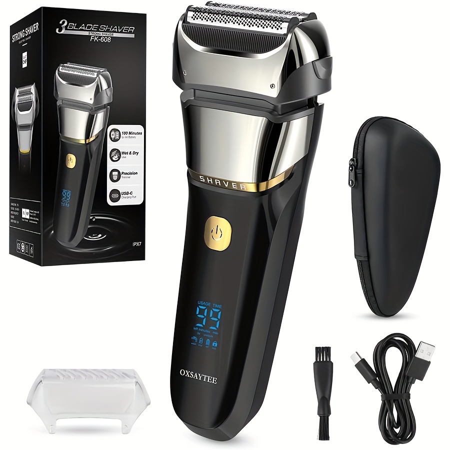 

's Professional Electric Shaver - Electric Foil Shaver, Usb Rechargeable Portable Travel Cordless Pack, 600mah Lithium Battery, Easy To Cleantrimmer, Led Lcd Display Dry/wet Dual-use, Gift