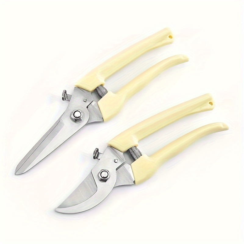 

Stainless Steel Garden Shears For Pruning & Fruit Picking - Straight And Curved Blades, Perfect For Flowers And Trees