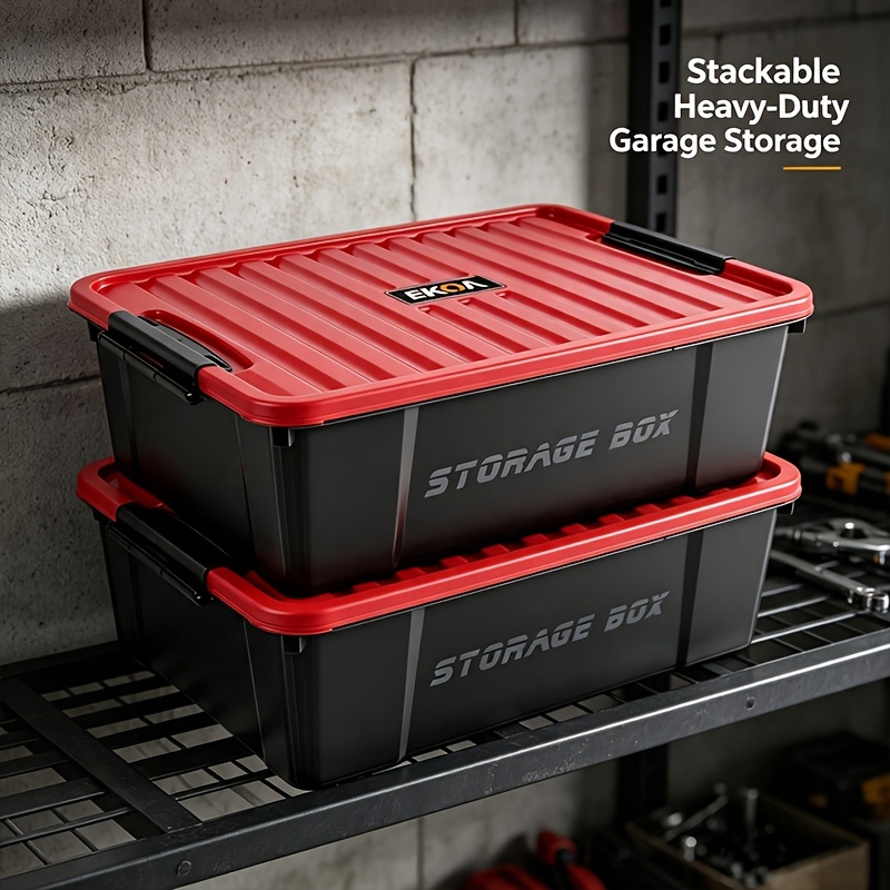 EKOA 35L Storage Boxes with Lids, Durable Plastic Organisers