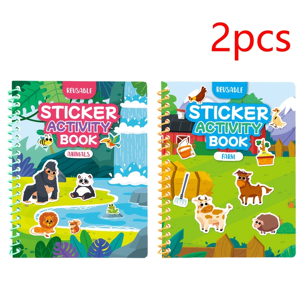 Image of Kid's Reusable Diy Sticker Book, Multi-scene , Cartoon Sticker Activity Books, Portable Quiet Busy Paste A Book, Children Jelly Sticker Toy Gifts