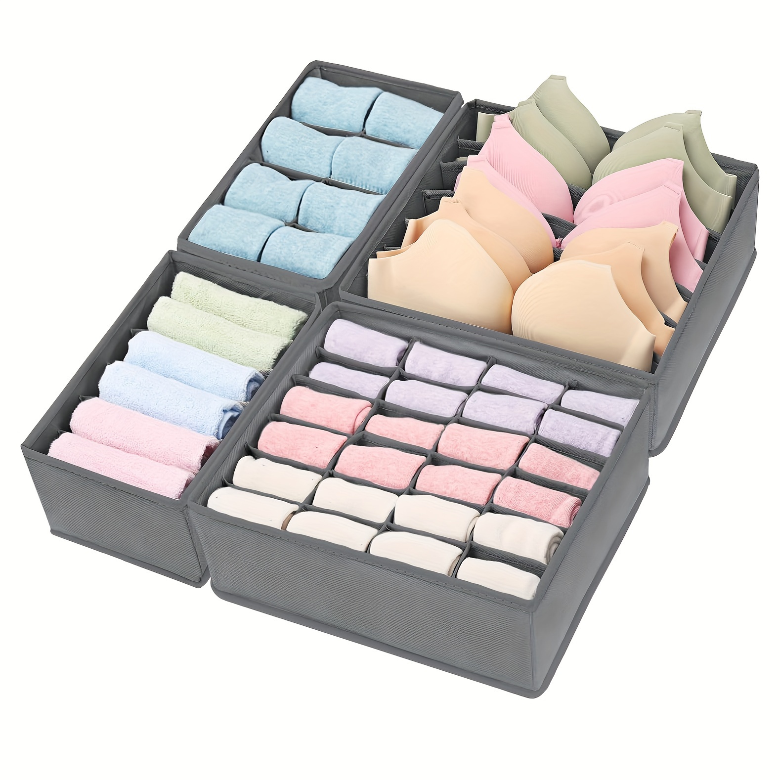 

4/8pcs Foldable Fabric Drawer Organizer Set For Underwear, Socks, And Lingerie Storage, Multi Grids Sorting Box