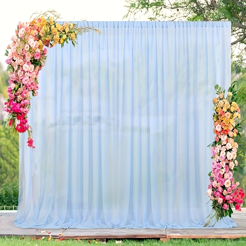 TEMU 2er-Set Premium hellblaue transparente Vorhänge mit Stangentasche, vielseitiger Fotografie-Hintergrund geeignet für Hochzeiten, Brautpartys