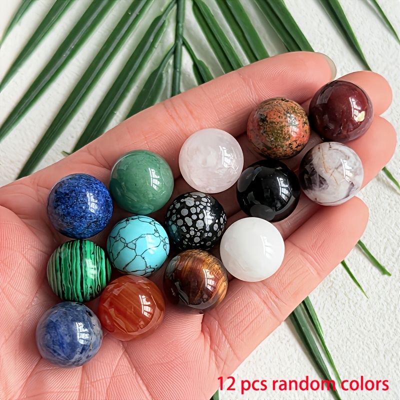 TEMU 12pcs Artificial Crystal Spheres, Diameter 16mm, Synthetic Mini Quartz Balls, Polished Hand-carved Glass Beads, Bulk, Ornaments, Suitable For