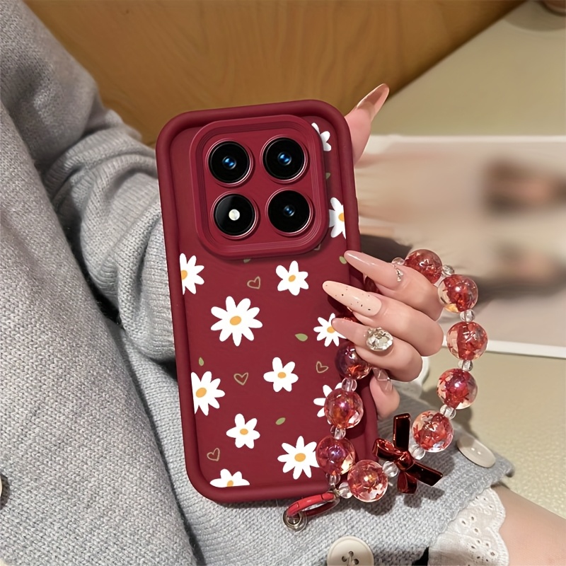 TEMU Phone Case: Compatible With Redmi Note 14 Pro 4g, With Lanyard Accessory, The Fashionable Preppy Aesthetic White Pattern Phone Case Cellphone