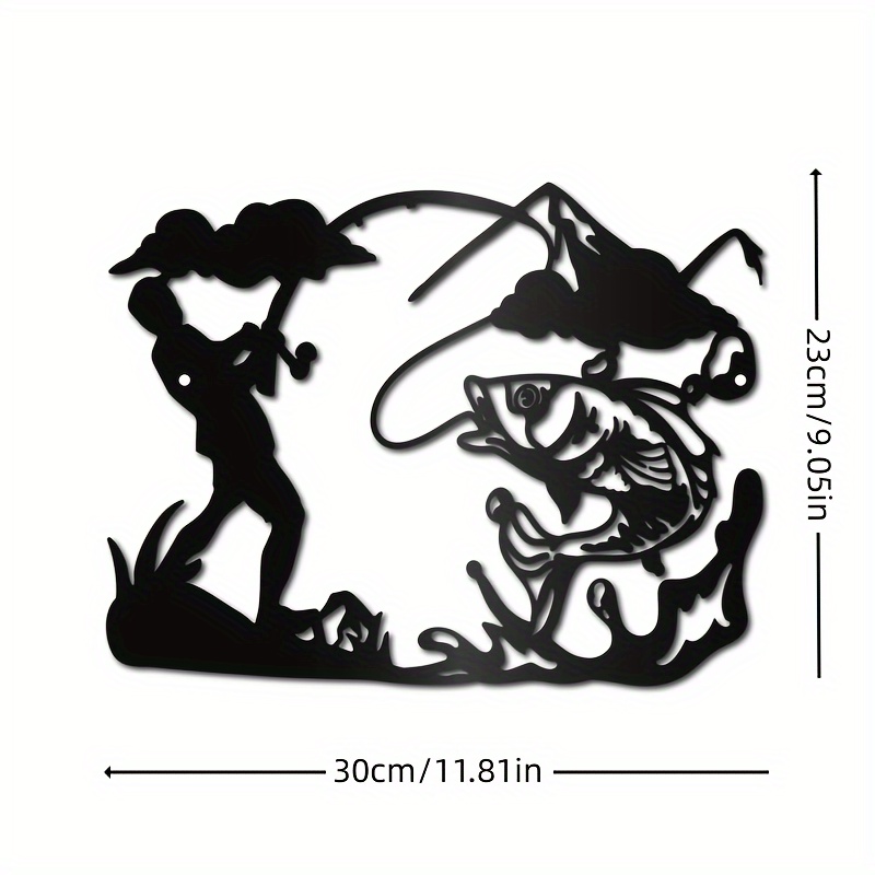 Metal Wall Art Hunting Fish Hook Metal Wall Sign Hunter Wall - Temu