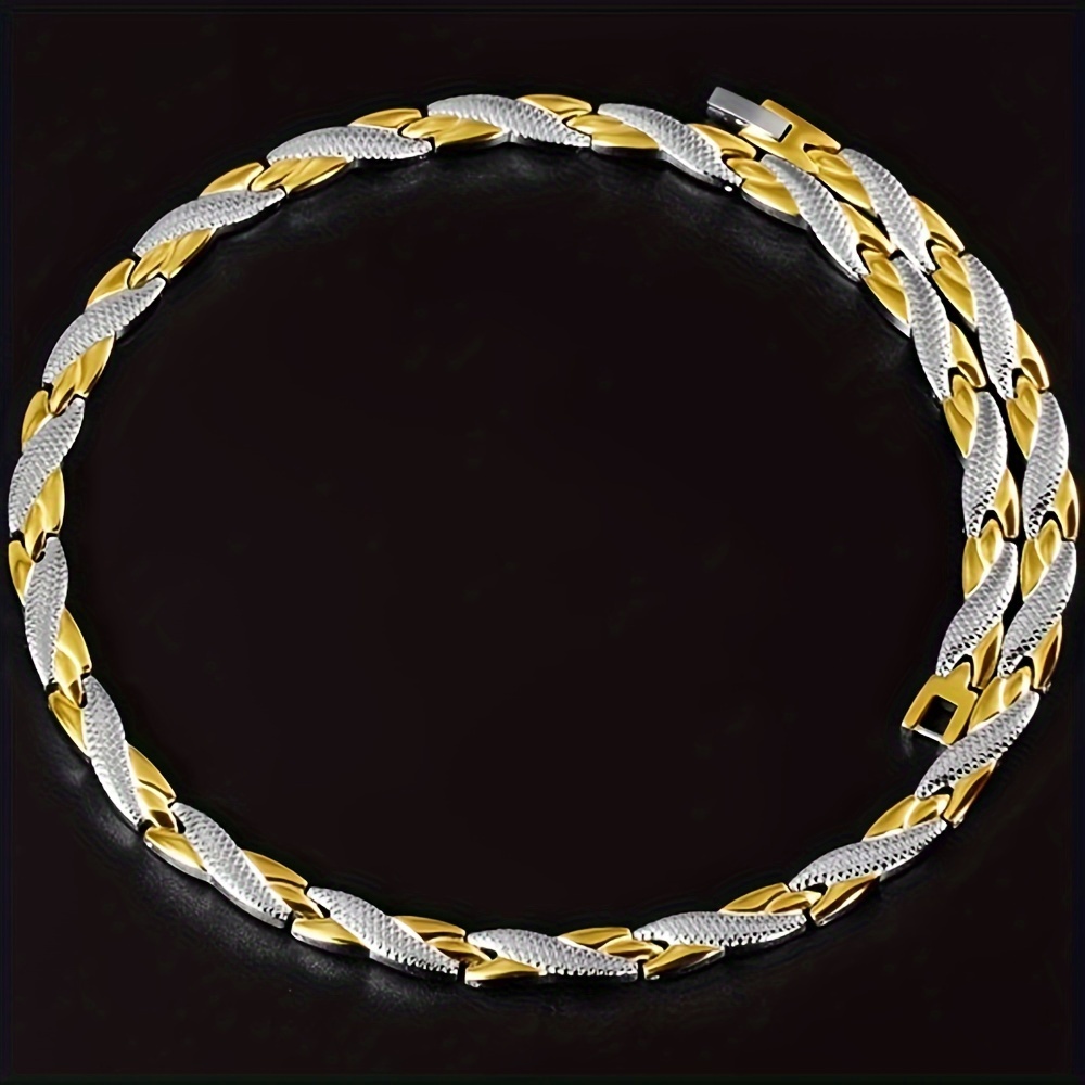 Titanium Steel Men's Necklace with 44 Round Convex Points