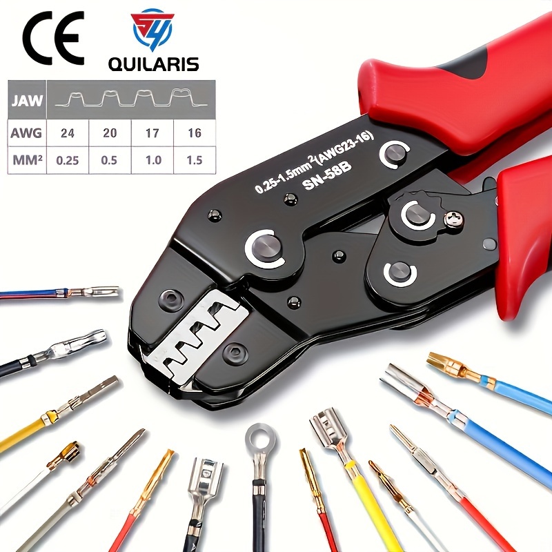 

1pc Syquilaris Professional Ratchet Wire Crimping Pliers, Rust Resistant Steel, Manual Crimper Tool For Jst, , Spring, Sata Pin, Carbon Steel Handle, Awg 23-16/0.25-1.5mm²,