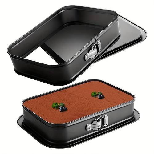 item picture carbon steel non stick rectangular baking pan 11inch 12 9inch non stick rectangular cake mold with removable base and leak proof clips oven safe for cheesecake ice cream holiday baking gift for christmas halloween