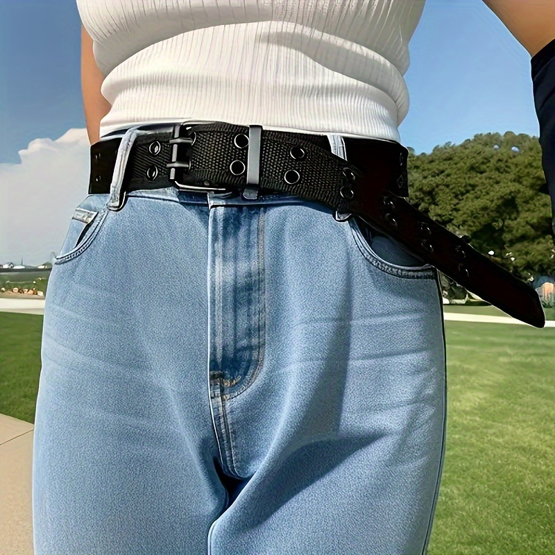 

Double Pin Buckle Canvas Belt For Men And Women, Cargo Pants Belt, Student Casual Jeans Belt