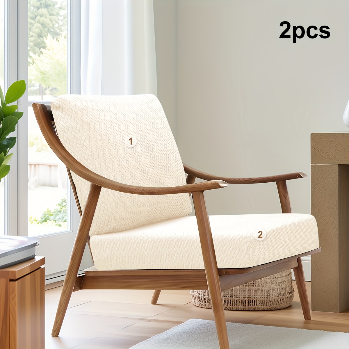 TEMU Ensemble de 2 housses de de fauteuil jacquard de T + housses de coussin de siège