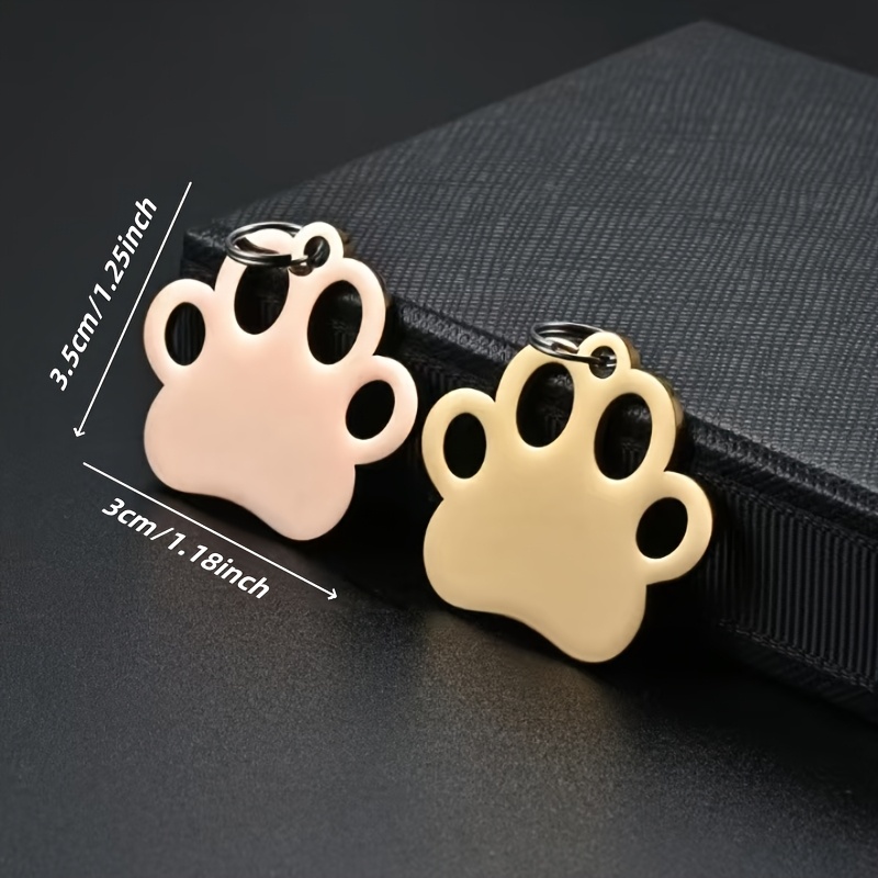 10pcs Customizable Dog ID Tags with Elegant Hollow Paw Print Design