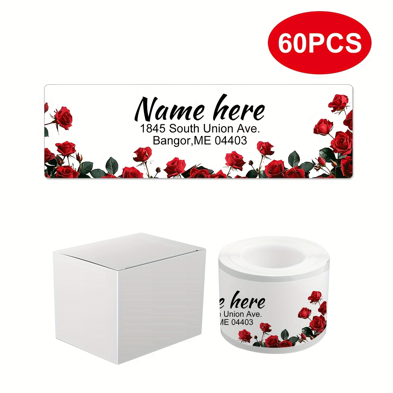 TEMU Personalized Return Address Labels - 2.5" X 0.75" - Large Self- Name Labels Adhesive Roll (60/250 Labels Per Roll) - Printed Address Labels With