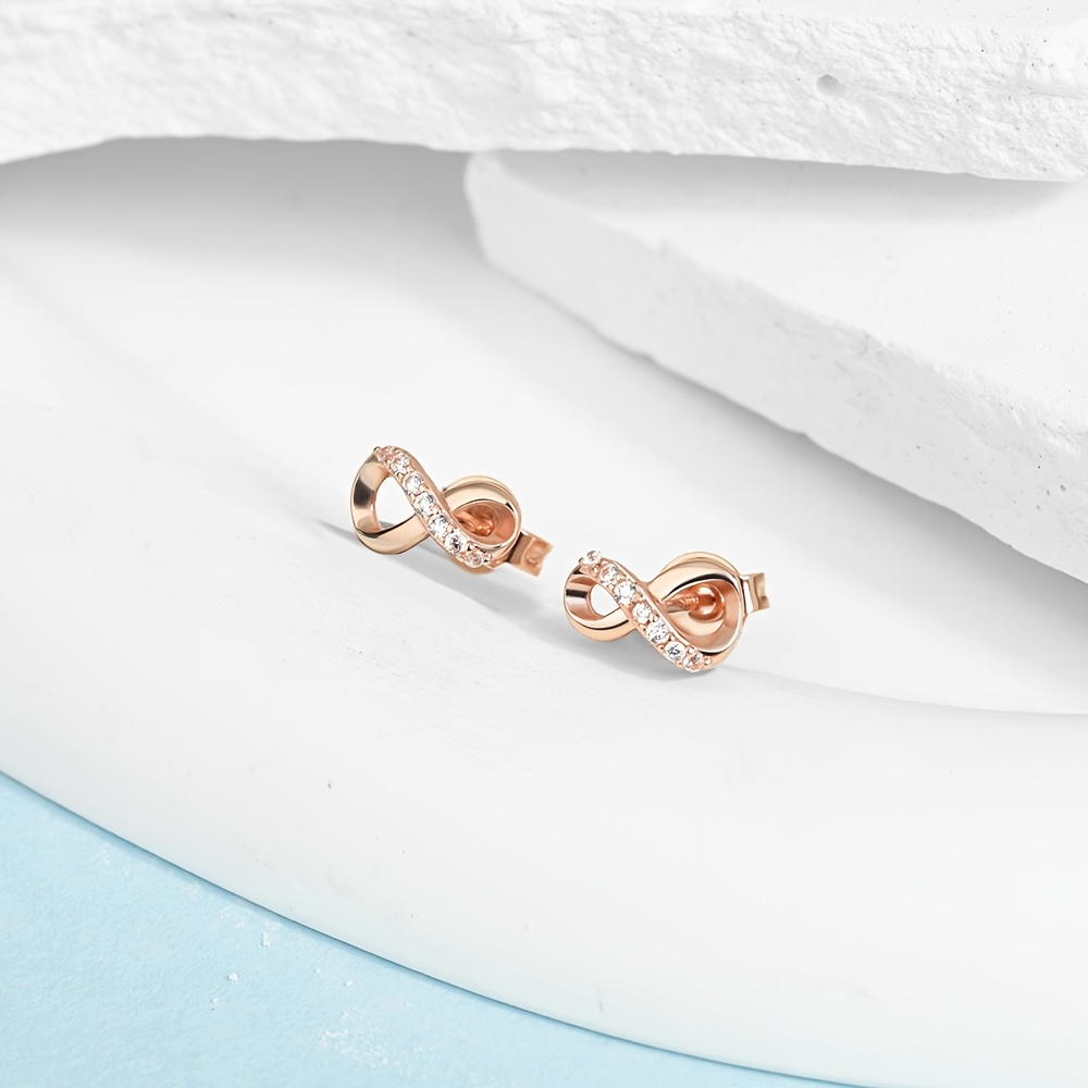 Women's 925 Sterling Silver Hypoallergenic Infinity Symbol Stud Earrings